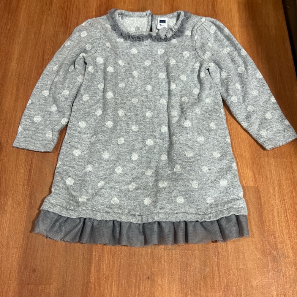 Janie and Jack Gray Dress with White Dots